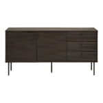 Kyoto kummut, 3 sahtliga, 2 uksega, tammespoon, suitsutatud, mustad metalljalad, 150x40x74 cm Elutoamööbel