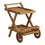 Pasaku teekäru, tiikpuu, naturaalne, 86x50x81 cm Köögiriiulid