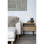 Kyoto abilaud, 1 sahtliga, tammevineer, naturaalne, mustad metalljalad, 50x40x50 cm Tundmatu