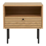 Kyoto abilaud, 1 sahtliga, tammevineer, naturaalne, mustad metalljalad, 50x40x50 cm Tundmatu