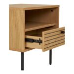 Kyoto abilaud, 1 sahtliga, tammevineer, naturaalne, mustad metalljalad, 50x40x50 cm Tundmatu