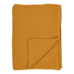 Santose ruuduline kangas, taaskasutatud puuvill, ooker, 130×170 cm Sisustus