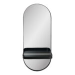 Olbia peegel, metallriiul, teras, must, 25x12x60 cm Esik ja Garderoob