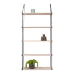 Eindhoveni seinariiul, 5 puidust riiulit, must raam, 65x17x145 cm Elutoamööbel Homewell 10
