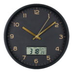 Amiensi digitaalse ekraaniga seinakell, must, vaikne mehhanism, ø25 cm Sisustus