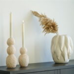 Küünlahoidja küünlajalg, tsement, naturaalne, 2 tk komplekt Sisustus