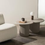 Kohvilaud 80 cm ASTI ümmargune hall lamellid marmordekoor Elutoamööbel Homewell 9