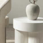 Kohvilaud 45 cm RIGATO ümmargune valge sooneline Elutoamööbel Homewell 10