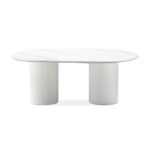 Kohvilaud 120 cm MARBELLA ovaalne lamellid valge marmori efekt paagutatud Elutoamööbel Homewell 9