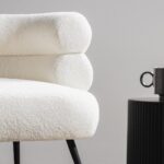 Polsterdatud tugitool MAGNIFIQUE ekrü värvi ümar kate mustad jalad Elutoamööbel Homewell 19