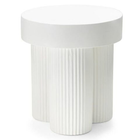 Kohvilaud 45 cm RIGATO ümmargune valge sooneline Elutoamööbel