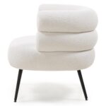 Polsterdatud tugitool MAGNIFIQUE ekrü värvi ümar kate mustad jalad Elutoamööbel Homewell 14