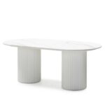 Kohvilaud 120 cm MARBELLA ovaalne lamellid valge marmori efekt paagutatud Elutoamööbel Homewell 15