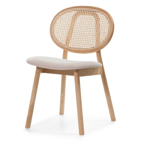 Puidust tool Viini kootud kangaga SUMBA rotang samet naturaalne/helepruun MIMM – 2 tk Söögilauatoolid, taburetid, pingid