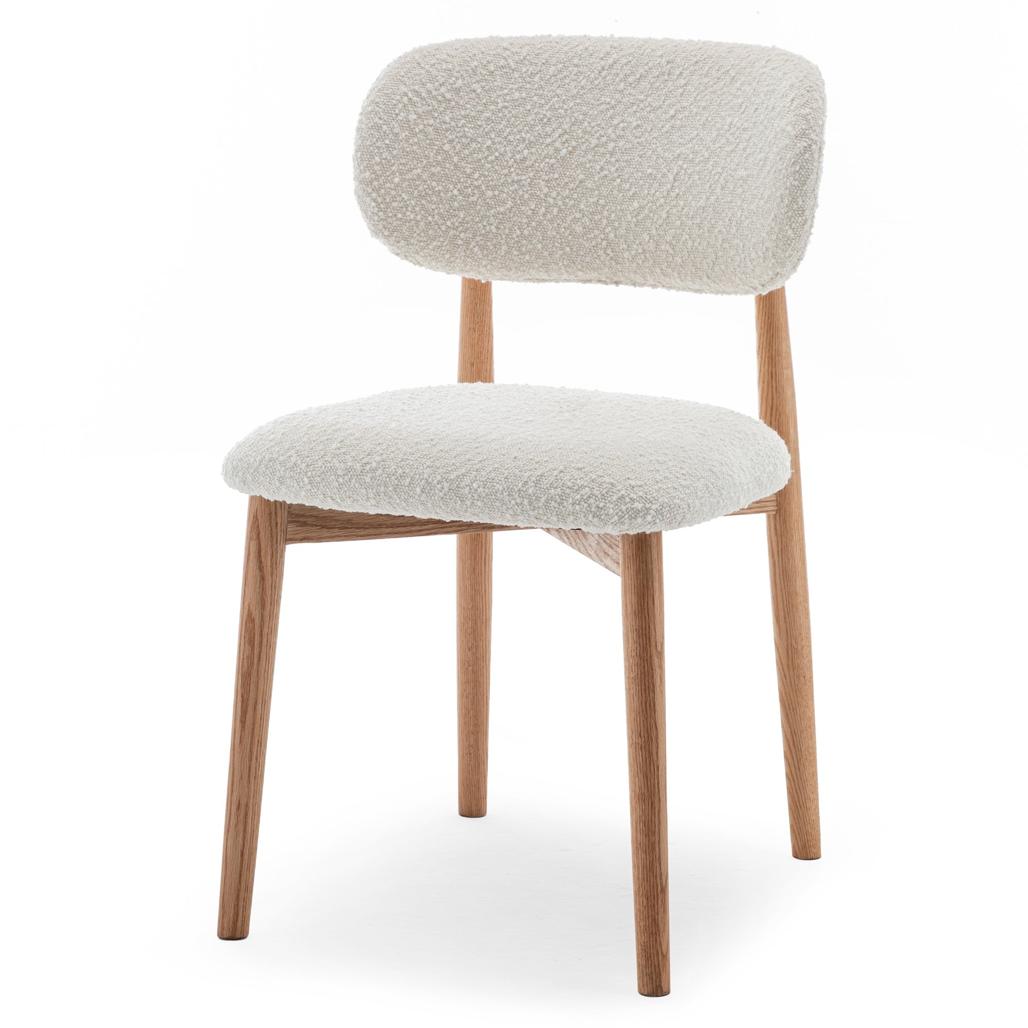 Polsterdatud tool MIA valge buklee/tamm minimaalne tellimuse kogus – 2 tk Söögilauatoolid, taburetid, pingid Polsterdatud tool MIA valge buklee/tamm minimaalne tellimuse kogus – 2 tk Söögilauatoolid, taburetid, pingid