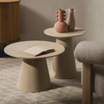 Kohvilaud Diivanilaud 60 cm OREZ ümmargune beež travertiini imitatsioon Elutoamööbel Homewell 9