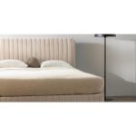 Polsterdatud voodi 160×200 cm ANDRE raami ja panipaigaga samet beež Magamistuba Homewell 14