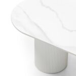 Kohvilaud 120 cm MARBELLA ovaalne lamellid valge marmori efekt paagutatud Elutoamööbel Homewell 11