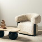 Tugitool Monique beežhall/pähklipuu ümarad vormid Elutoamööbel Homewell 10