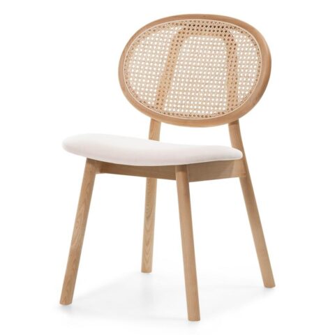 Puidust tool Viini kootud kangaga SUMBA rotang samet naturaalne/helebeež MIMM – 2 tk Söögilauatoolid, taburetid, pingid