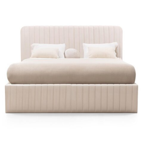 Polsterdatud voodi 160×200 cm ANDRE raami ja panipaigaga samet beež Magamistuba
