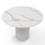 Ümar söögilaud MALENA lamellid valge marmori efekt paagutatud Söögilauad Homewell 7