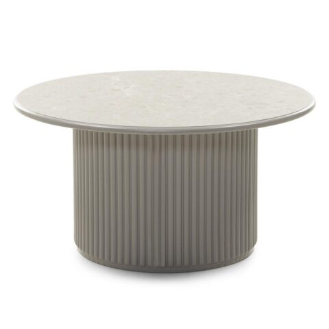 Kohvilaud 80 cm ASTI ümmargune hall lamellid marmordekoor Elutoamööbel