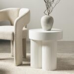 Kohvilaud 45 cm RIGATO ümmargune valge sooneline Elutoamööbel Homewell 9