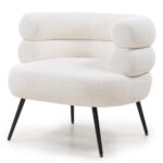 Polsterdatud tugitool MAGNIFIQUE ekrü värvi ümar kate mustad jalad Elutoamööbel Homewell 13