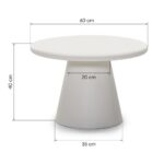 Kohvilaud 60 cm METER ümmargune ecru mikrotsement Elutoamööbel Homewell 13
