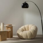 Beež tugitool LOEL pöörleva jalaga buklee ümarad kujundid Elutoamööbel Homewell 11