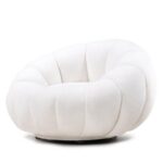 Valge tugitool LOEL pöörleva jalaga buklee ümarad kujundid Elutoamööbel Homewell 10