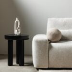 Kohvilaud Abilaud 50 cm LUNGO ümmargune must mangopuit ümarad kujundid Elutoamööbel Homewell 9
