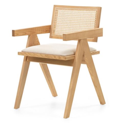 Freja puidust tool Viini punutisega RENE rotang naturaalne/beež Söögilauatoolid, taburetid, pingid