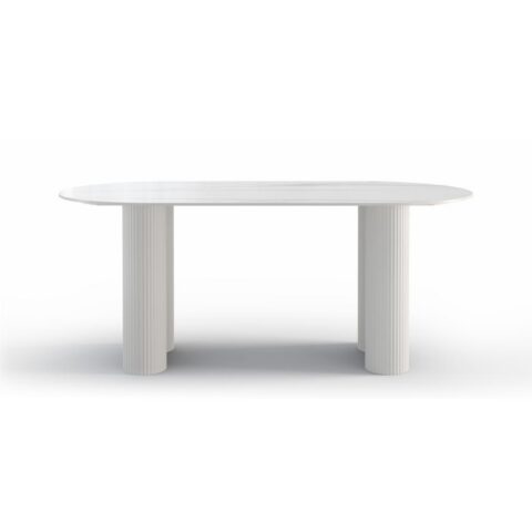 Ovaalne söögilaud Poela lamellid valge marmori efekt paagutatud Söögilauad