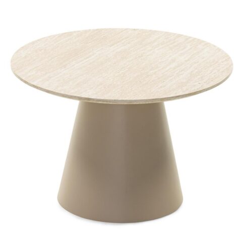 Kohvilaud Diivanilaud 60 cm OREZ ümmargune beež travertiini imitatsioon Elutoamööbel