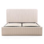 Polsterdatud voodi 160×200 cm ANDRE raami ja panipaigaga samet beež Magamistuba Homewell 12