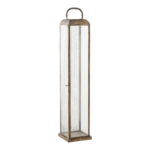 Herslevi latern, klaas/metall, antiikmessingist imitatsioon, 12x12x60 cm Valgustid