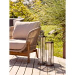 Herslevi latern, klaas/metall, antiikmessingist imitatsioon, 12x12x60 cm Valgustid