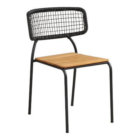 Nashville’i söögitool, tiikpuu, must köis, mustad jalad Söögilauatoolid, taburetid, pingid