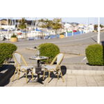 Bistroo bistroolaud, marmori imitatsioon, valge kuldse servaga, mustad jalad, alumiinium, ø60×73 cm Söögilauad Homewell 18