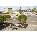 Bistroo bistroolaud, marmori imitatsioon, valge kuldse servaga, mustad jalad, malm, ø60×73 cm Söögilauad Homewell 16