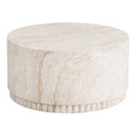 Bonni kohvilaud, gofreeritud alus, fiibersav, naturaalne, ø75×37 cm Söögilauad