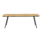 Clevelandi söögilaud, tiikpuust lauaplaat, naturaalne, mustad jalad, 90x220x74 cm Söögilauad Homewell 9