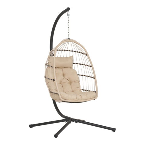 Patrase ripptool, terasest alus, kokkupandav iste, patjadega, beež/hall/must, 195x117x107 cm Kiiged ja ripptoolid Homewell