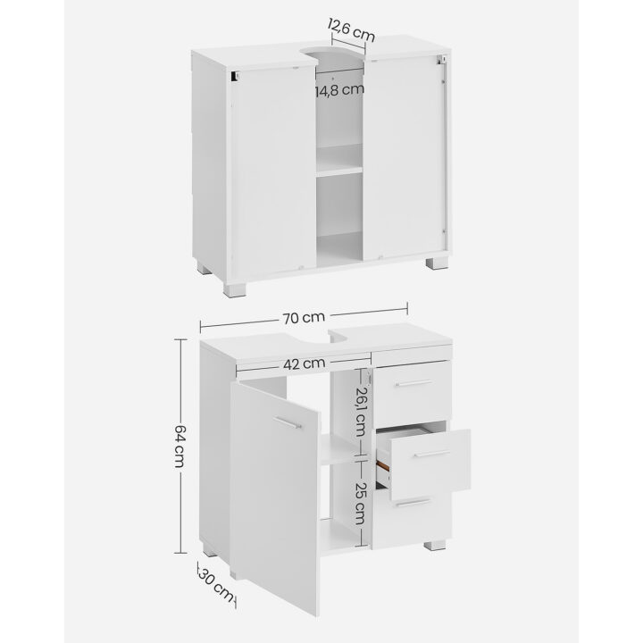 Valamu kapp 70x30x64cm, valge Vannitoakapid