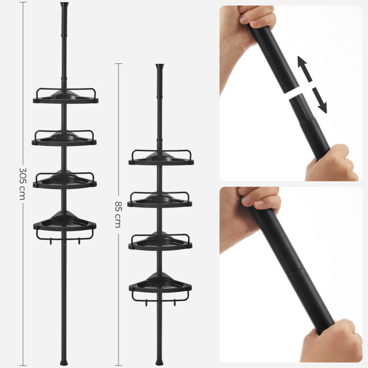 Nurgariiul 35x25x(85-305)cm must Vannitoariiulid