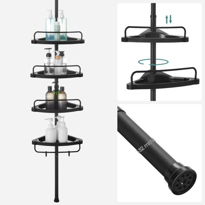 Nurgariiul 35x25x(85-305)cm must Vannitoariiulid