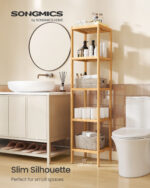 Viiekihiline originaalne bambusest kodune hoiuriiul Elutoamööbel Homewell 8