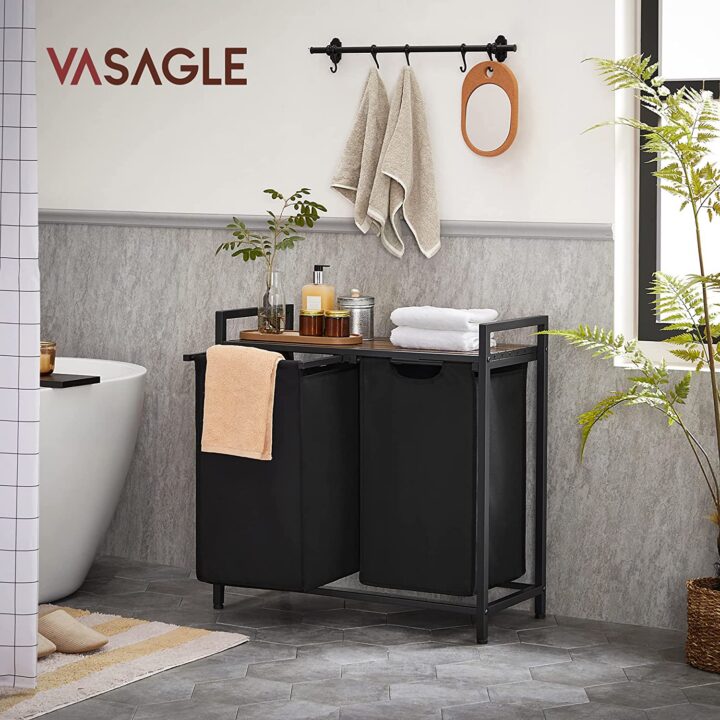 Pesukorv alusega 73x33x72cm rustikaalne pruun, must Pesukorvid ja hoiukastid